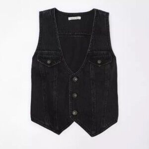 NWT American Eagle Outfitters Washed Black Denim Vest Top